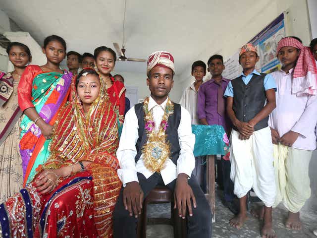 Adolescents in Gujara Municipality of Rautahat District in Nepal perform a skit on child marriage as part of UNFPA-Unicef Global Programme on Ending Child Marriage