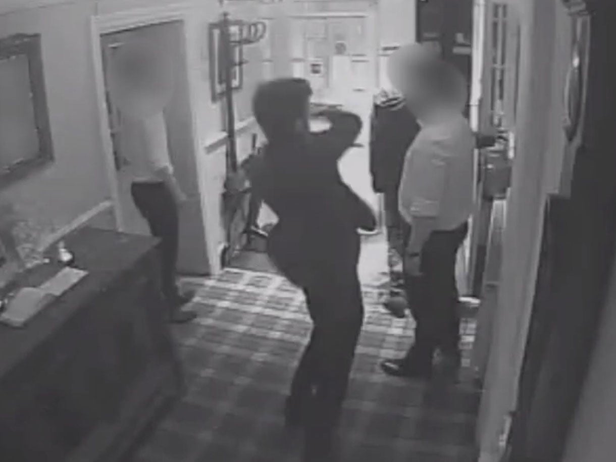 CCTV of Jack Shepherd attacking a barman in March 2018, a crime for which he served a consecutive four-year sentence