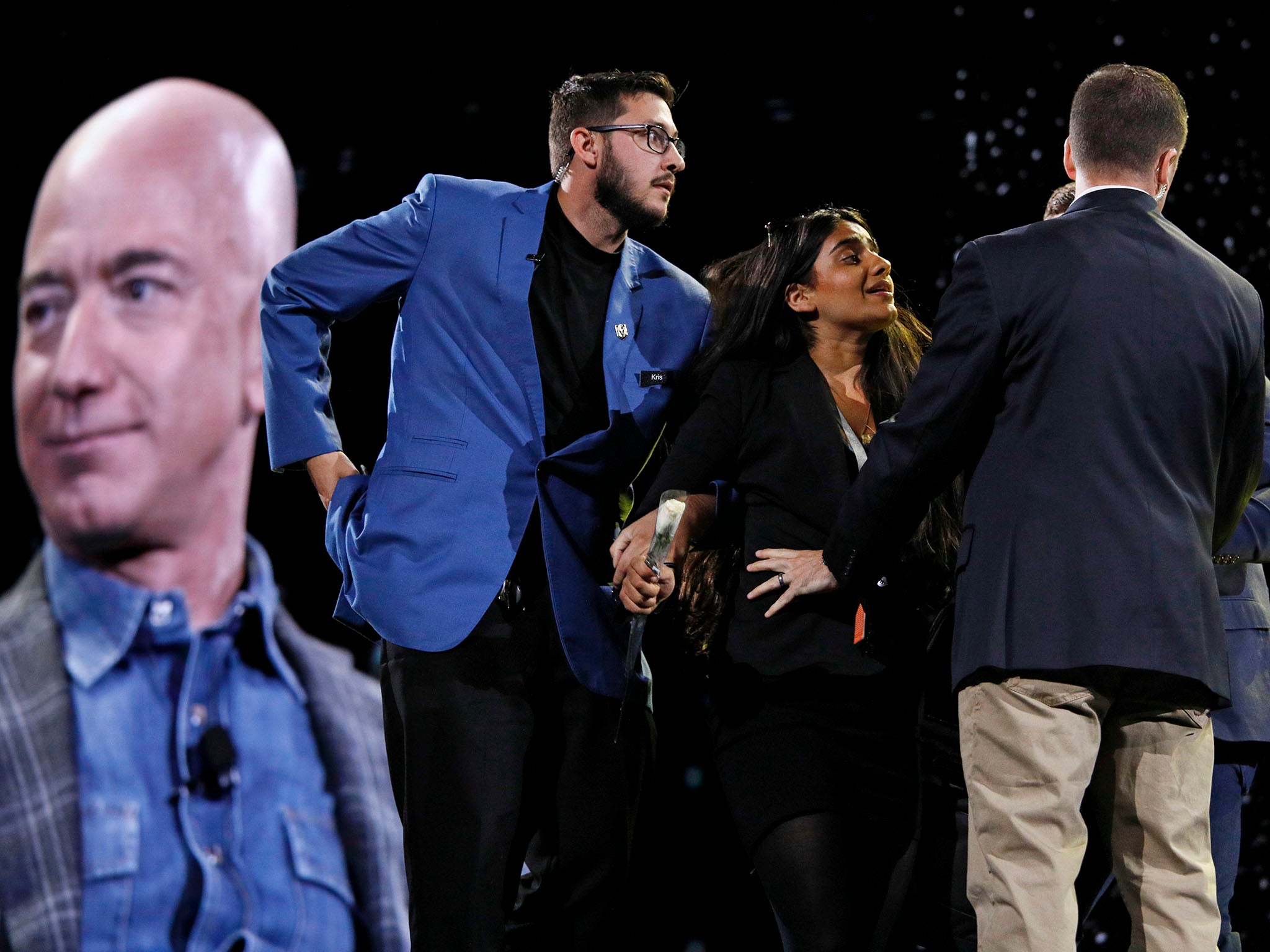 Amazon founder Jeff Bezos was accosted on stage by an animal right's activist during the re:MARS  conference in Las Vegas