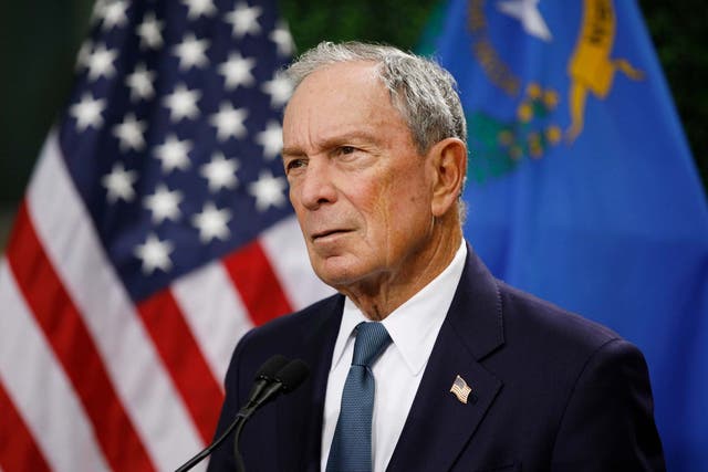 Former New York City Mayor Michael Bloomberg speaks at a news conference at a gun control advocacy event in Las Vegas