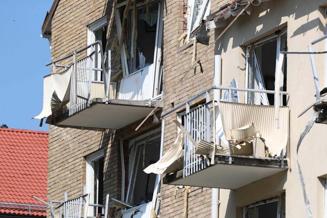 Damaged flats following an explosion in Linkoping, central Sweden