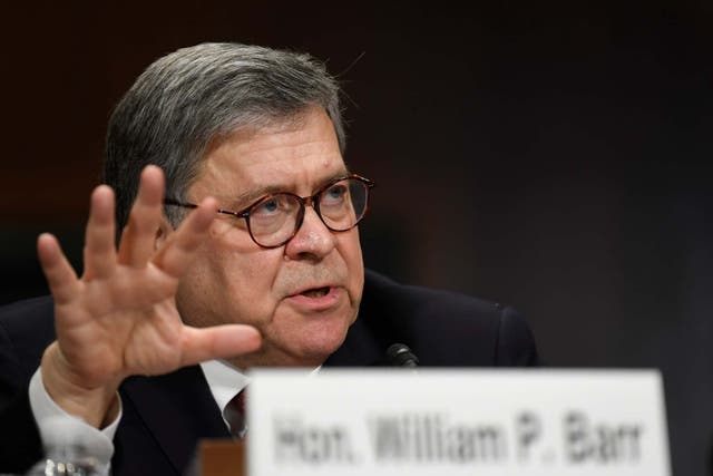 In this May 1, 2019, file photo, attorney general William Barr testifies before the Senate Judiciary Committee