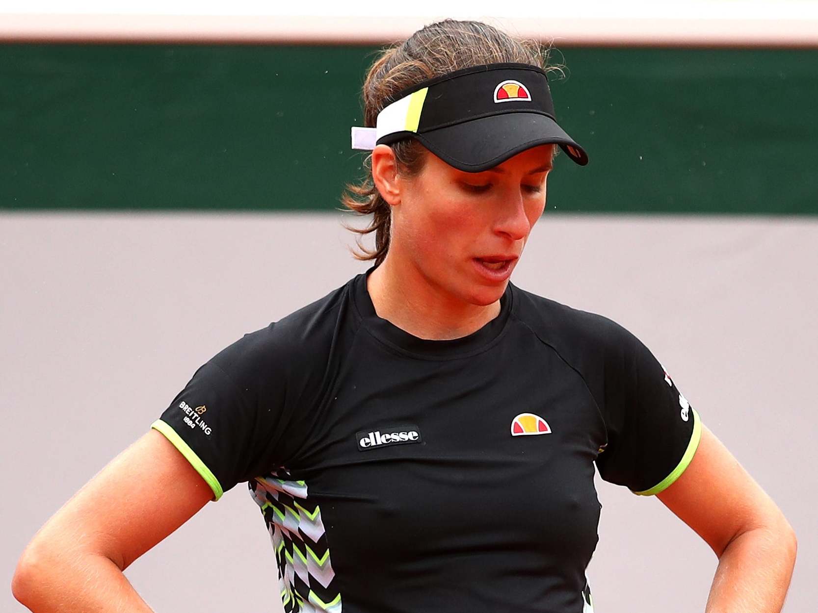 Johanna Konta of Great Britain reacts