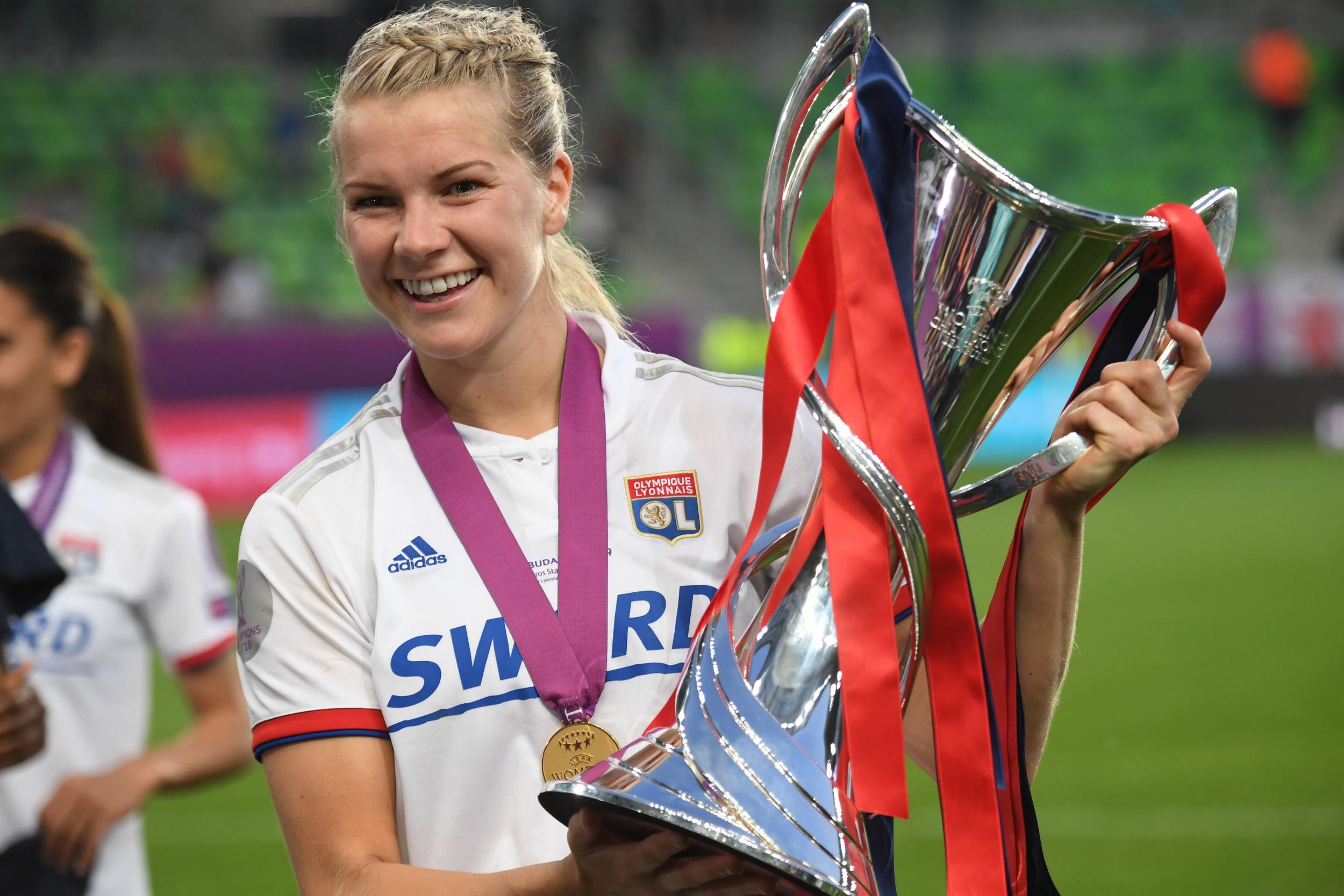 Ada Hegerberg celebrates winning the 2019 Champions League with Lyon (AFP/Getty)