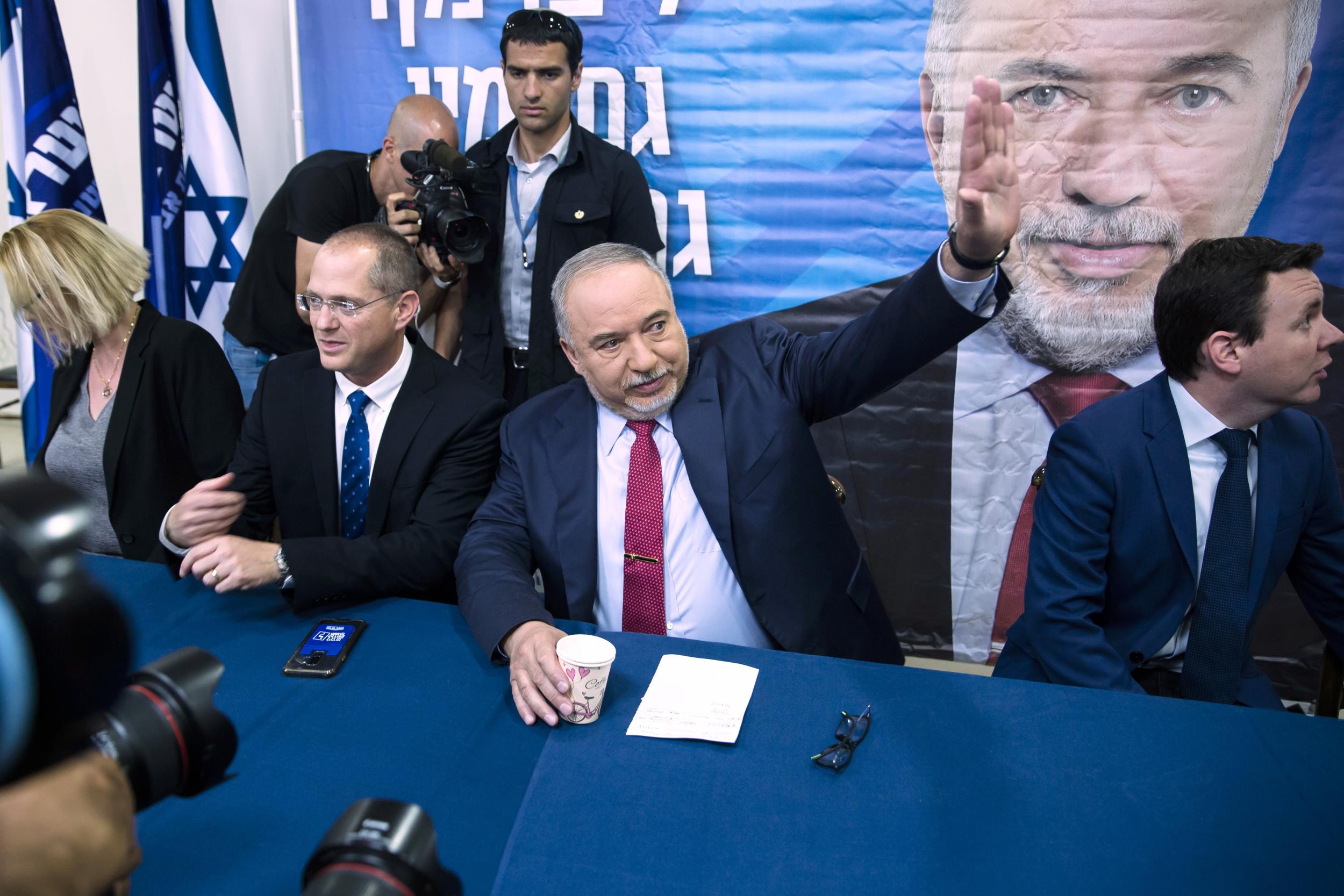 Former Israeli defence minister and Yisrael Beiteino party leader Avigdor Lieberman last month (Getty)