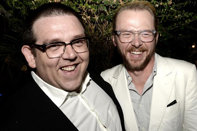 Nick Frost and Simon Pegg pose at the after party for the premiere of The World's End on 21 August, 2013 in Los Angeles, California.