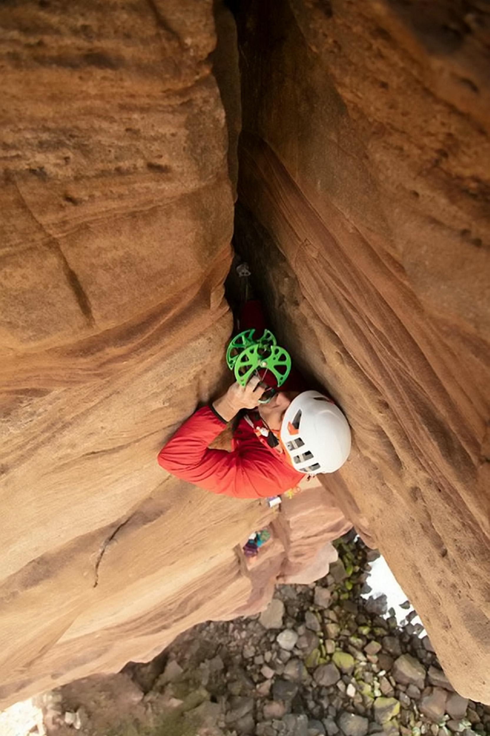 Cams or 'friends' are used to secure the rope in wide breaks and will expand to remain in place if a climber falls onto them