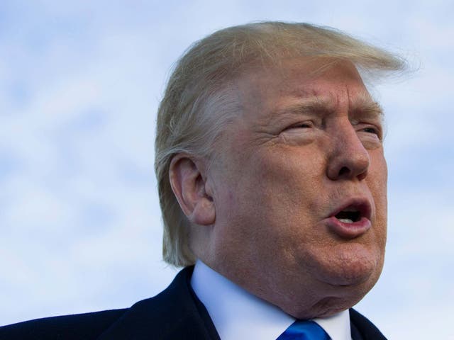 In this June 6, 2019, photo, President Donald Trump speaks before he departs Shannon Airport in Shannon, Ireland