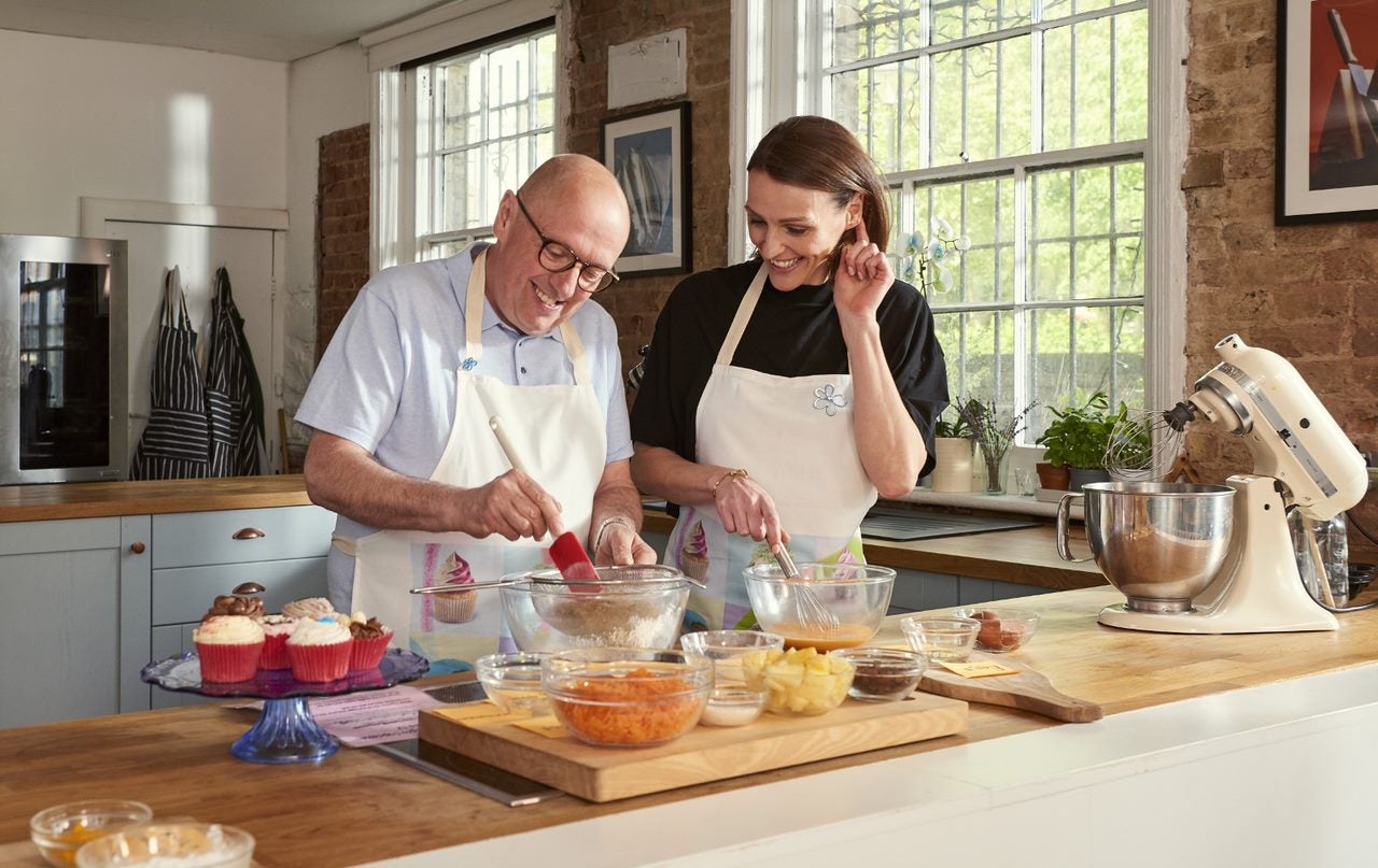 Paul Hoskins teamed up with actress Suranne Jones, whose mother had dementia, to raise awareness of the Alzheimer's Society's cupcake day (Alzheimer&amp;#039;s Society)