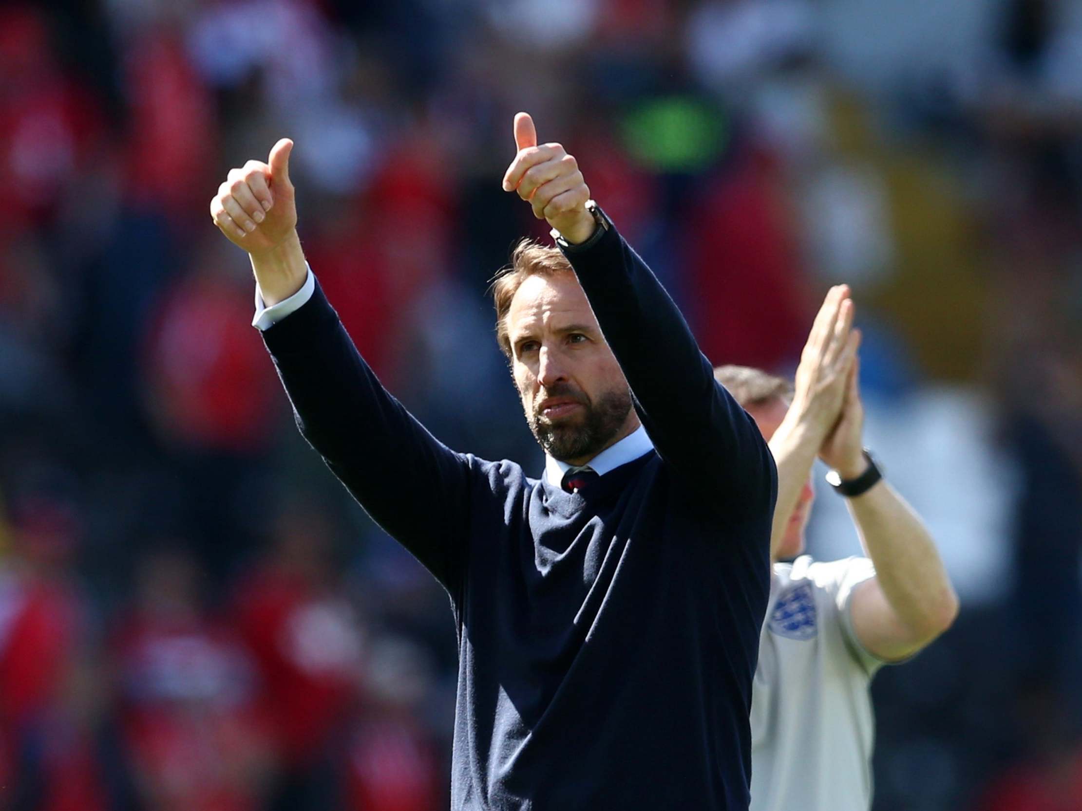 Gareth Southgate manager of England celebrates