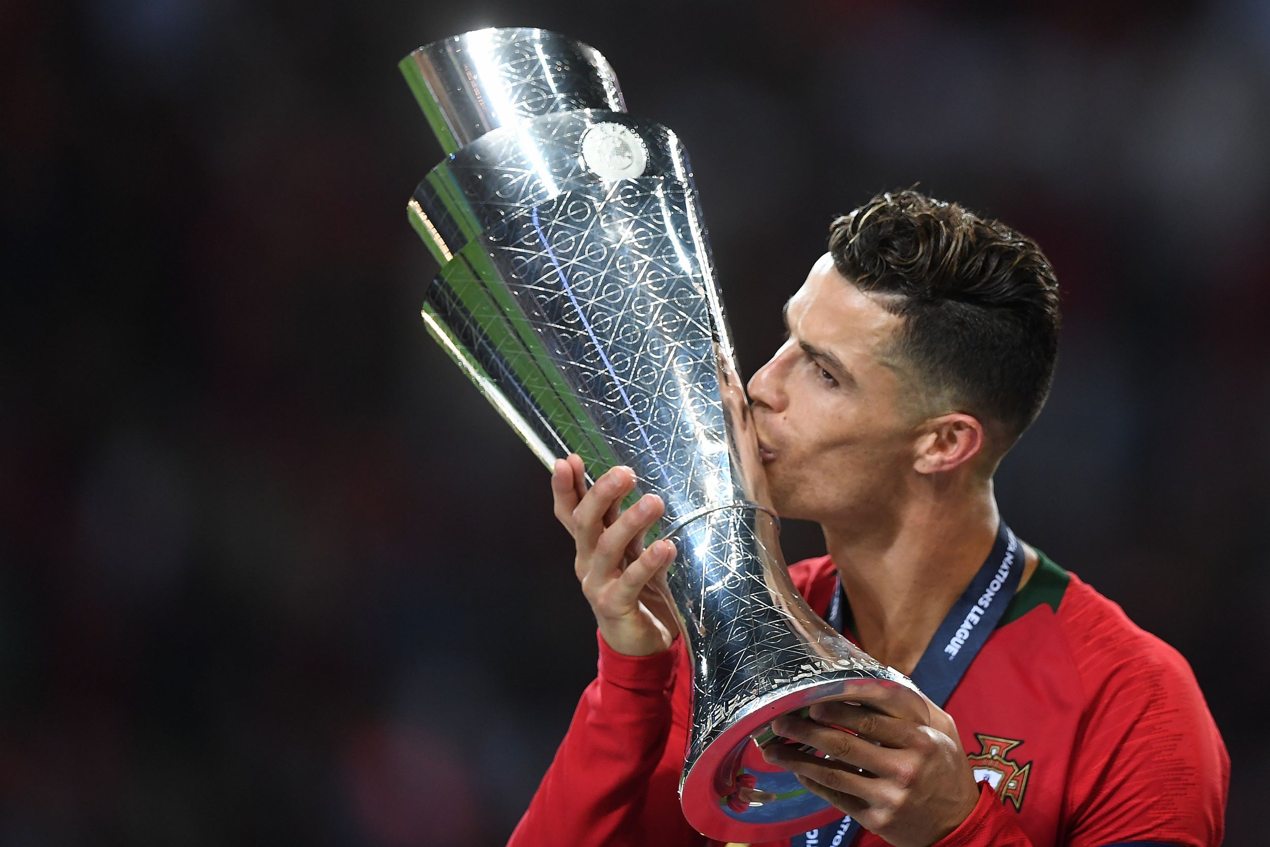 Ronaldo celebrates with the Nations League trophy (AFP/Getty)