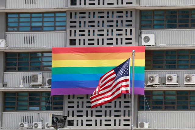 US embassies (including Seoul, pictured above) are defying Trump administrations orders to fly rainbow flag