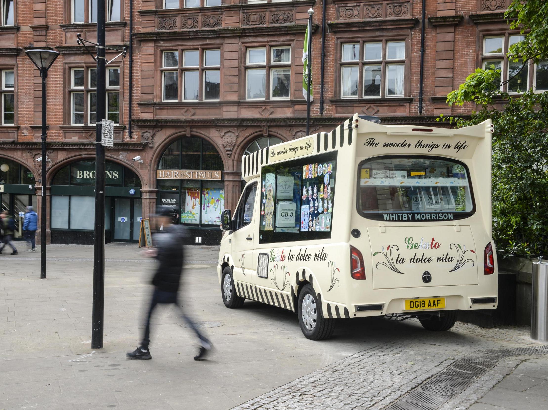 An ice cream vendor in Sheffield city centre