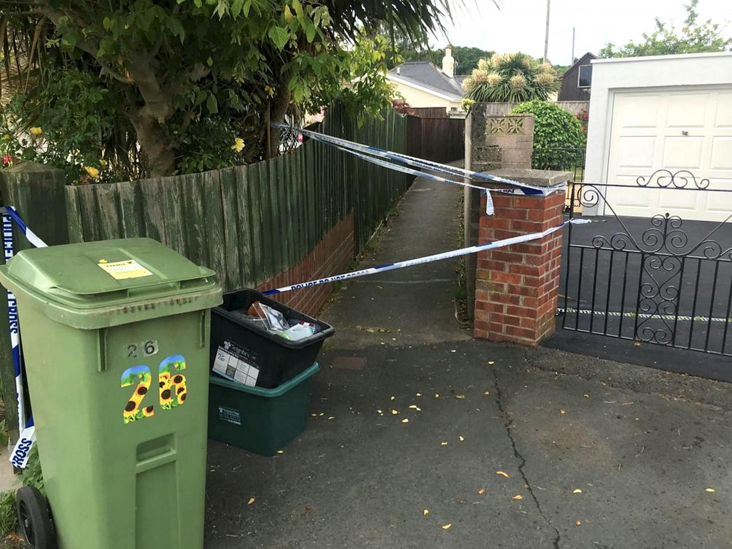 Police cordon at Chockland Road in Devon, where a man was stabbed to death