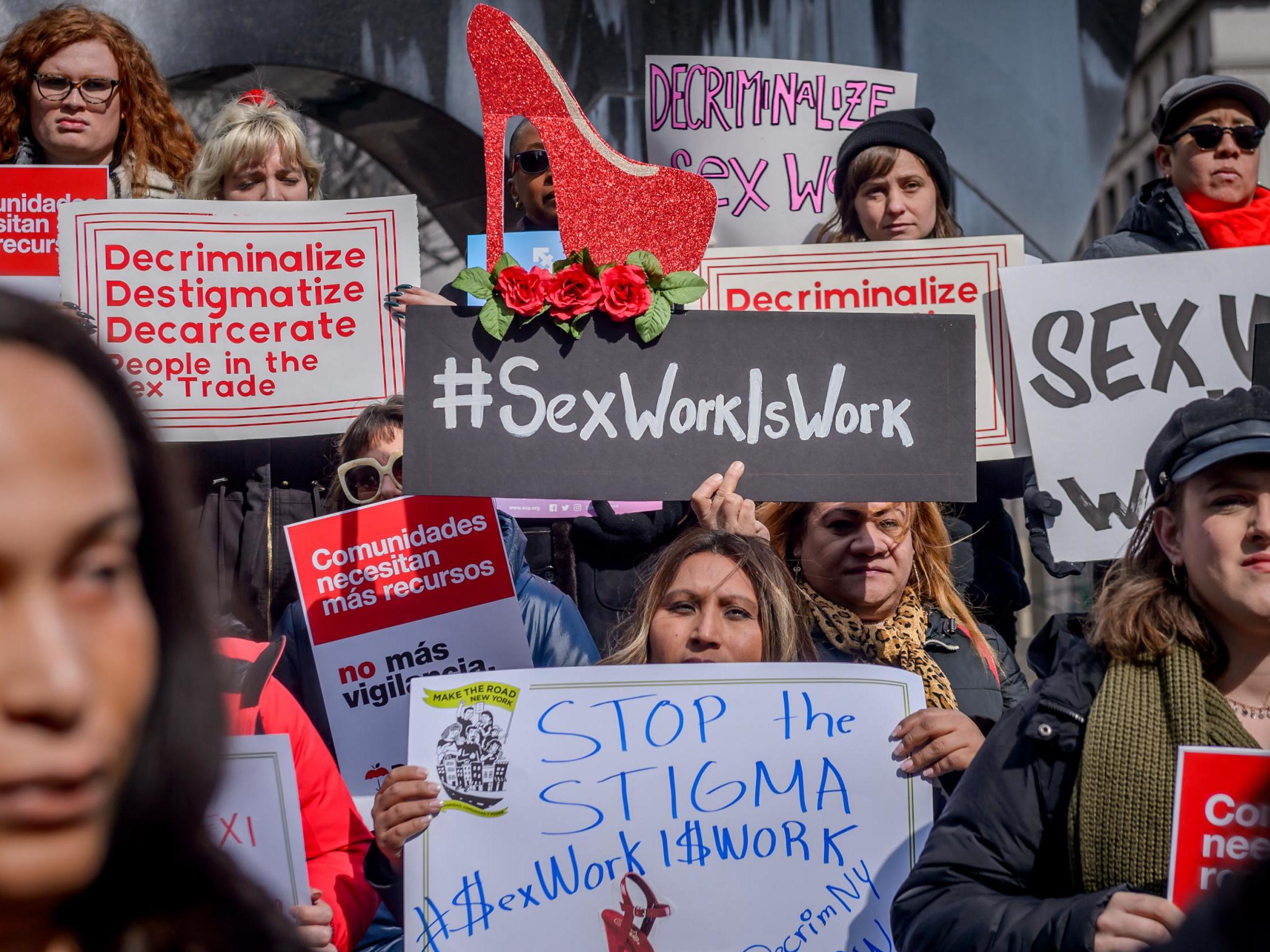 Feminist organisers, sex workers, anti-trafficking organisations and grassroots community groups stood alongside law-makers at city hall to unveil a proposal for decriminalisation in New York on Monday