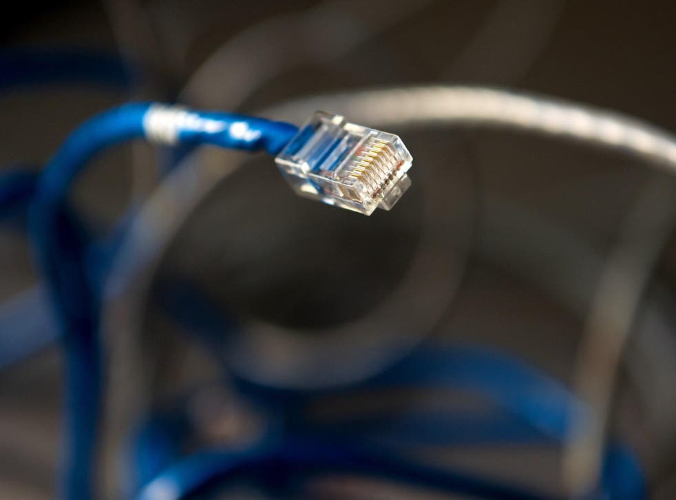 This May 26, 2014 photo shows an ethernet connector