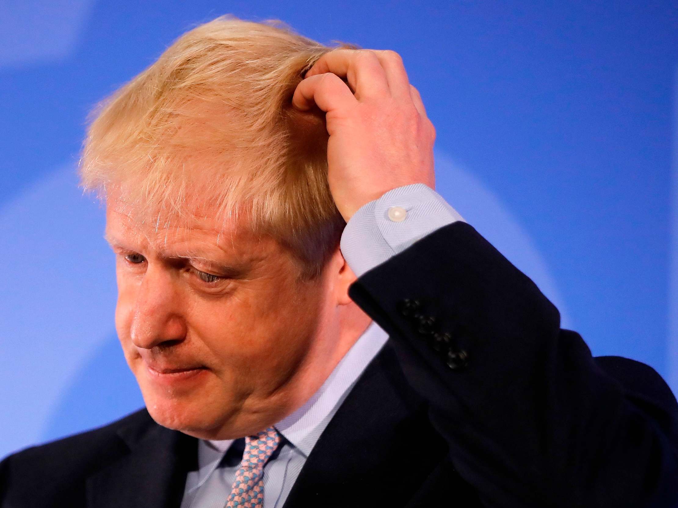 Conservative MP Boris Johnson takes a moment during his Conservative Party leadership campaign launch