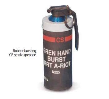 A CS bursting rubber smoke grenade