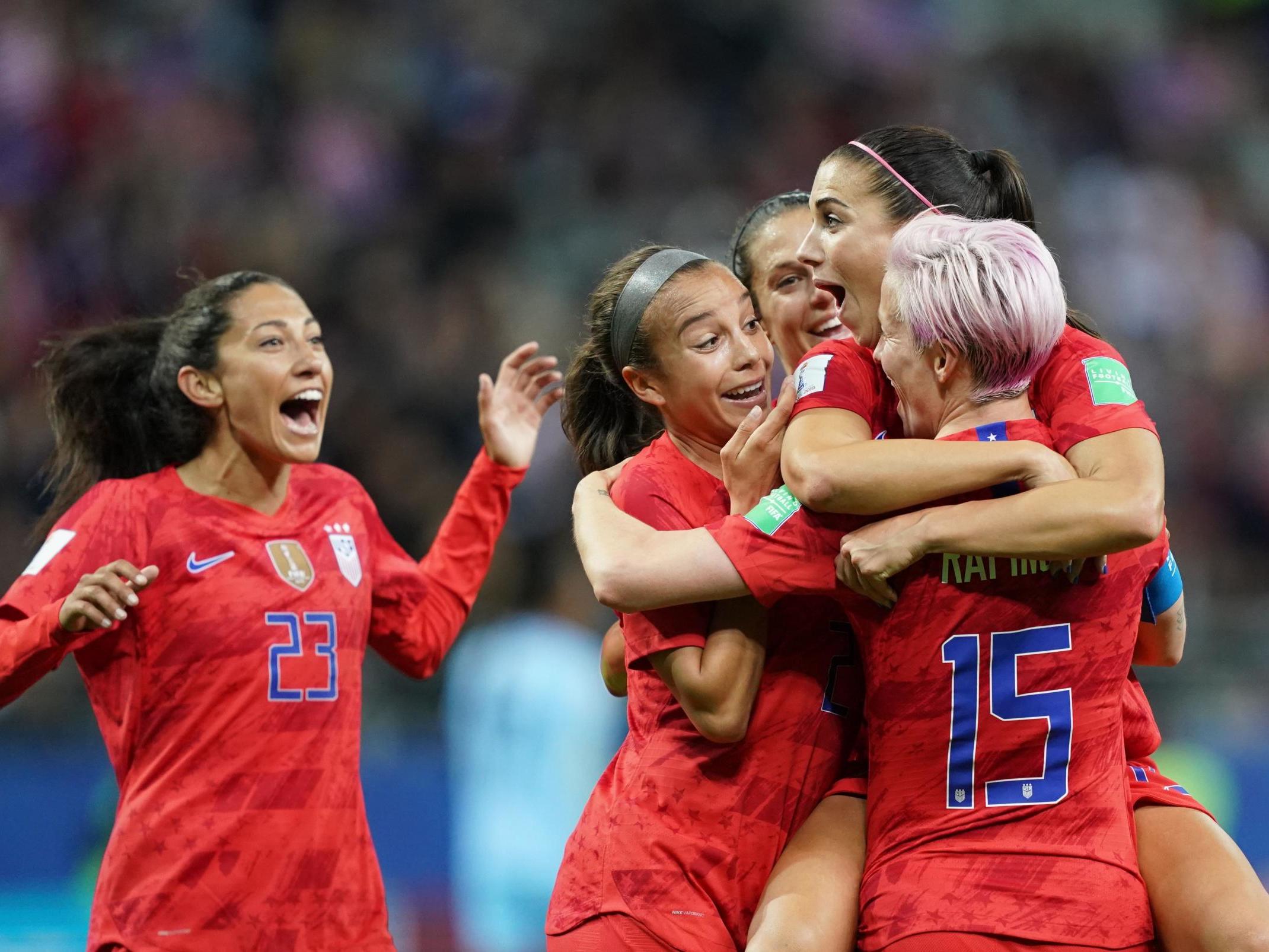 USA's celebrate scoring yet another goal against Thailand