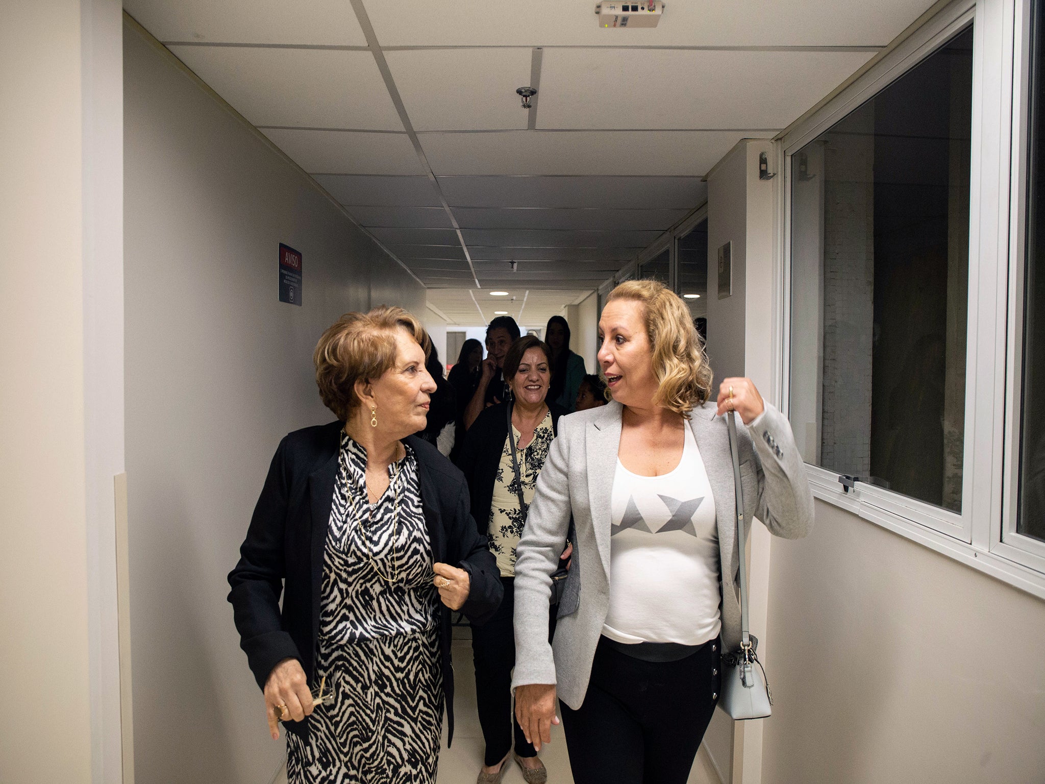 Relatives await a newborn at Maternity Hospital Albert Einstein in Sao Paulo last month. They’re waiting for Mariana Casmalla’s delivery. Pictured are paternal grandmother Marisol Casmalla and Mariana’s great-grandmother Nadir Pereira da Silva (Petala Lopes for The Washington Post)