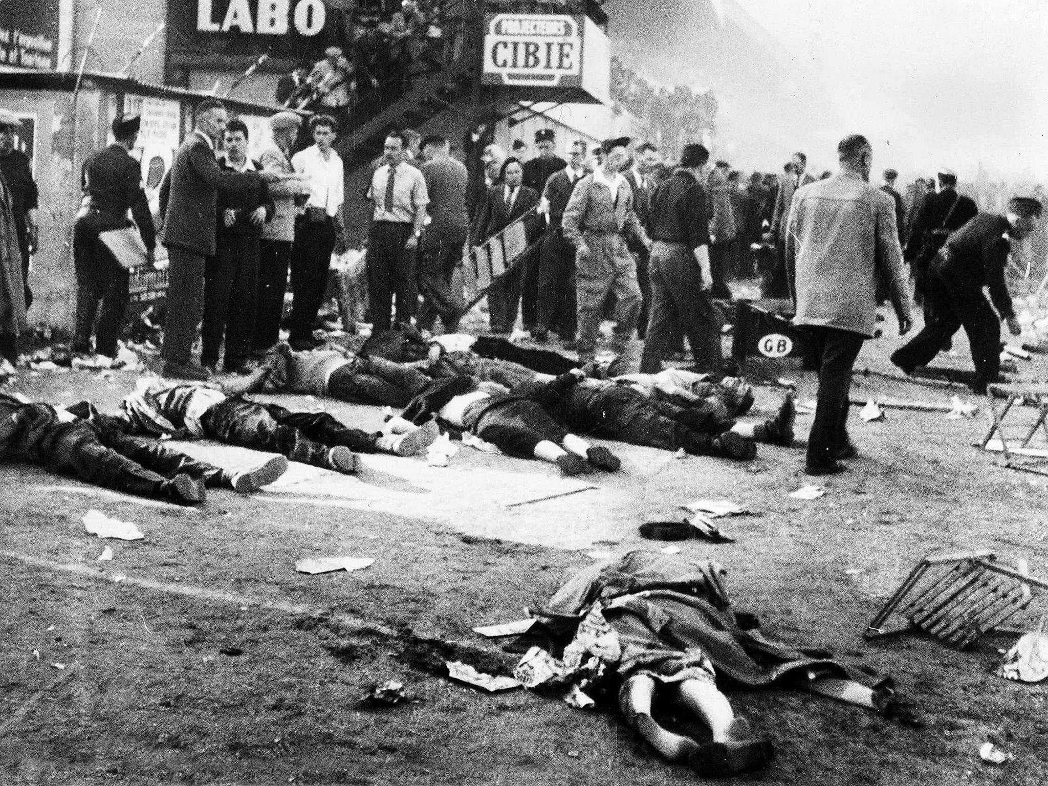 Victims of the disastrous road-race crash at Le Mans in 1955. Eighty five people were killed