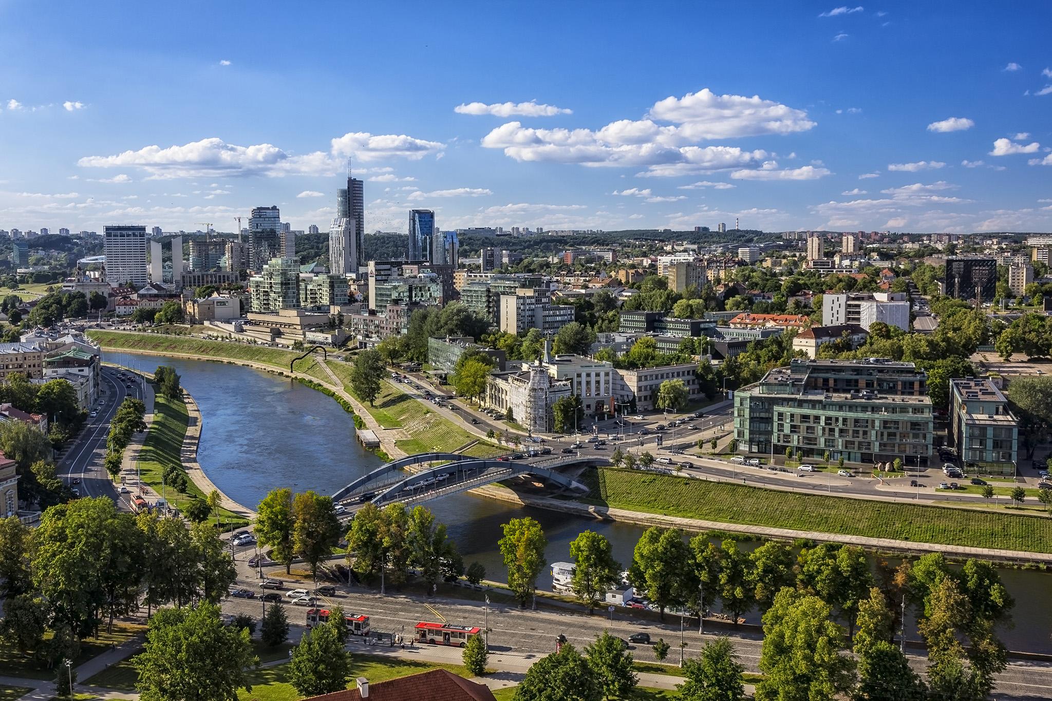 Aerial view of Vilnius city centre from the Gediminas Tower