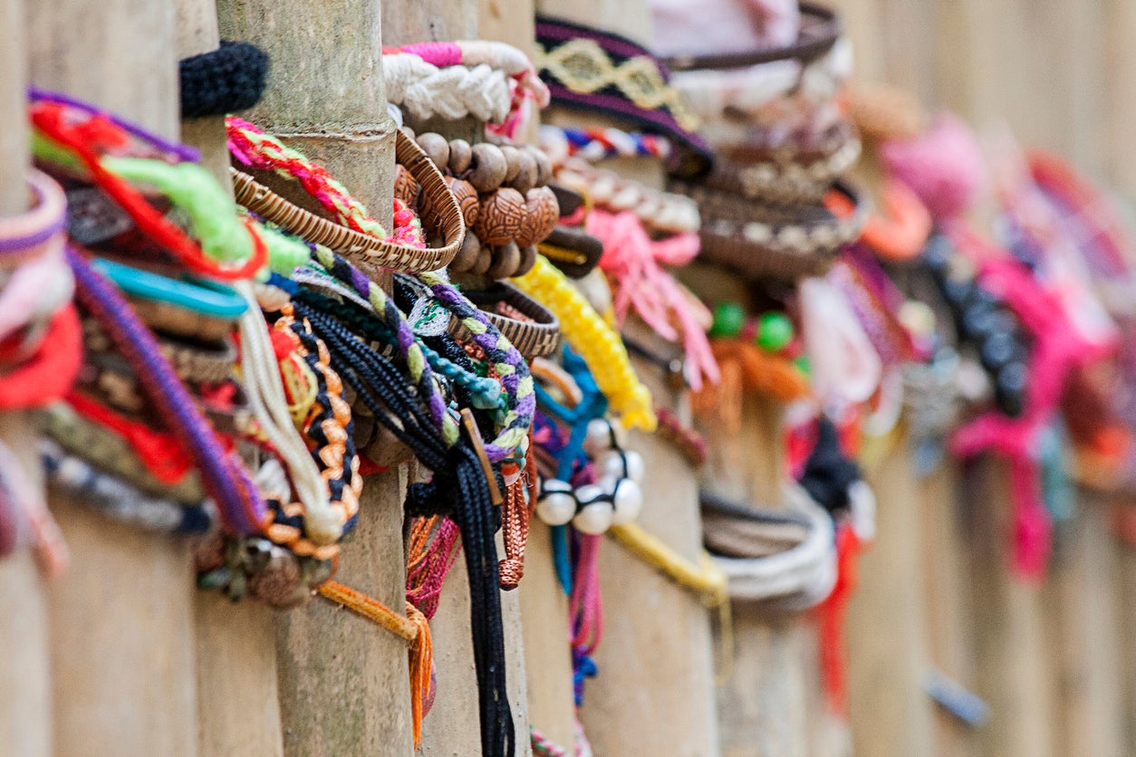 Memorial bracelets at the Killing Fields in Cambodia