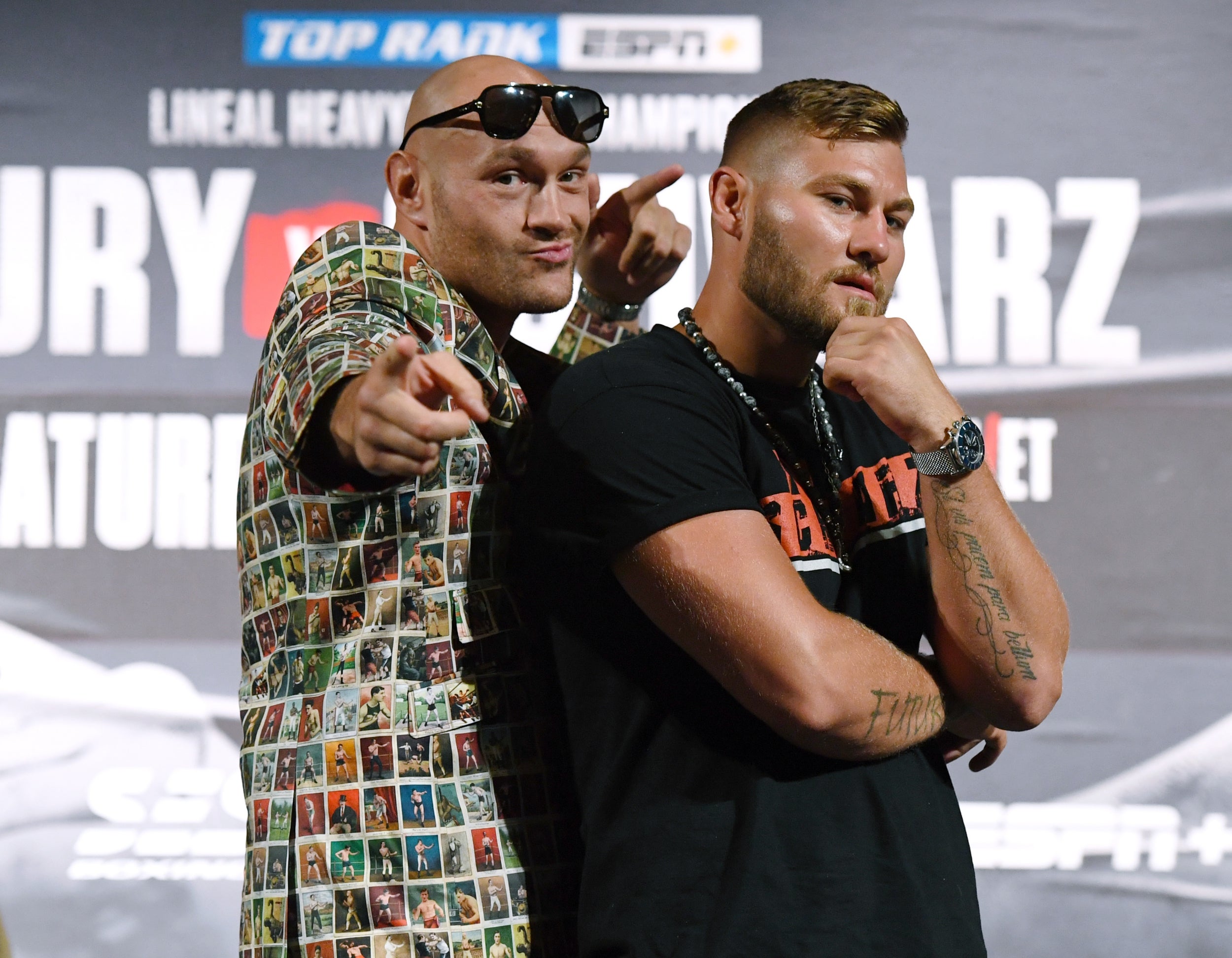 Tyson Fury and Tom Schwarz pose for an unconventional head-to-head (Getty)
