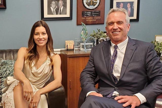 Jessica Biel and Robert F Kennedy Jr at the California state assembly