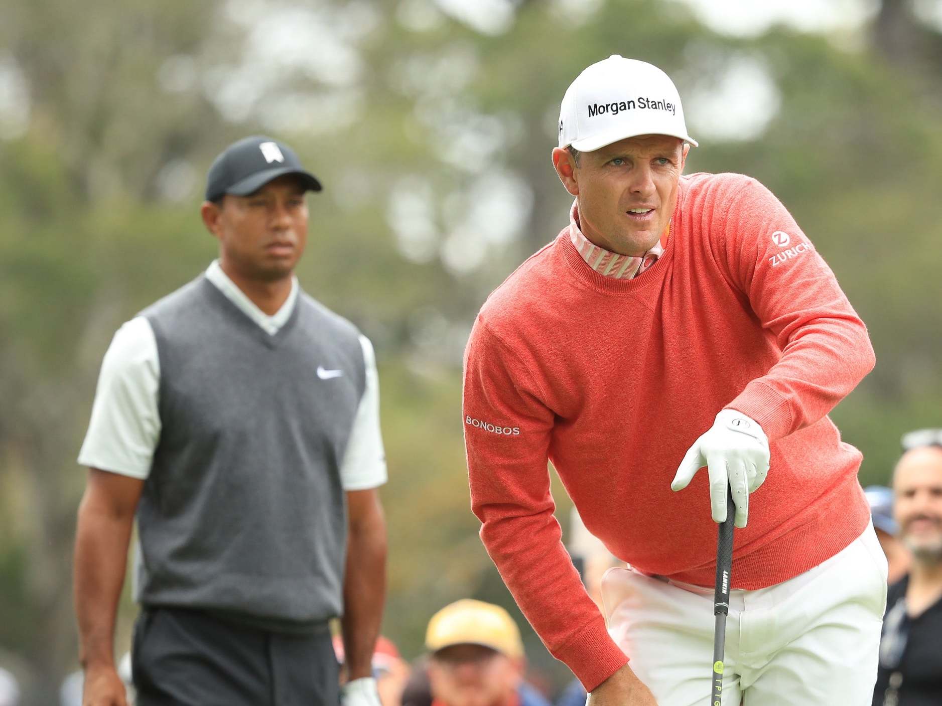 Rose is in the lead but Woods is in contention, just five back