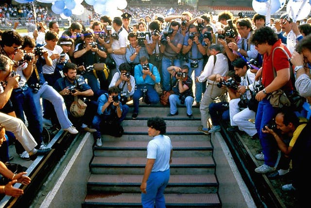 Diego Maradona is unveiled at Napoli in 1984