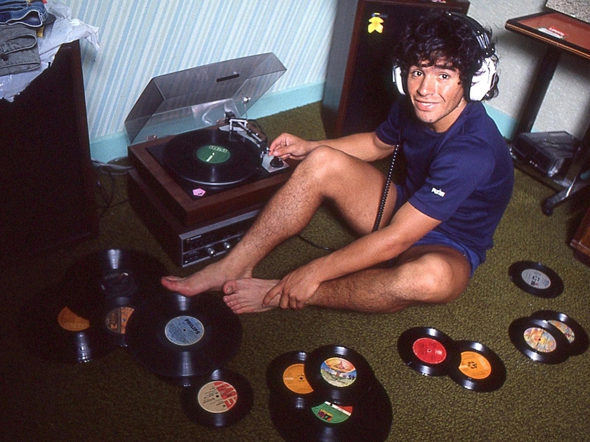 At home with his record collection