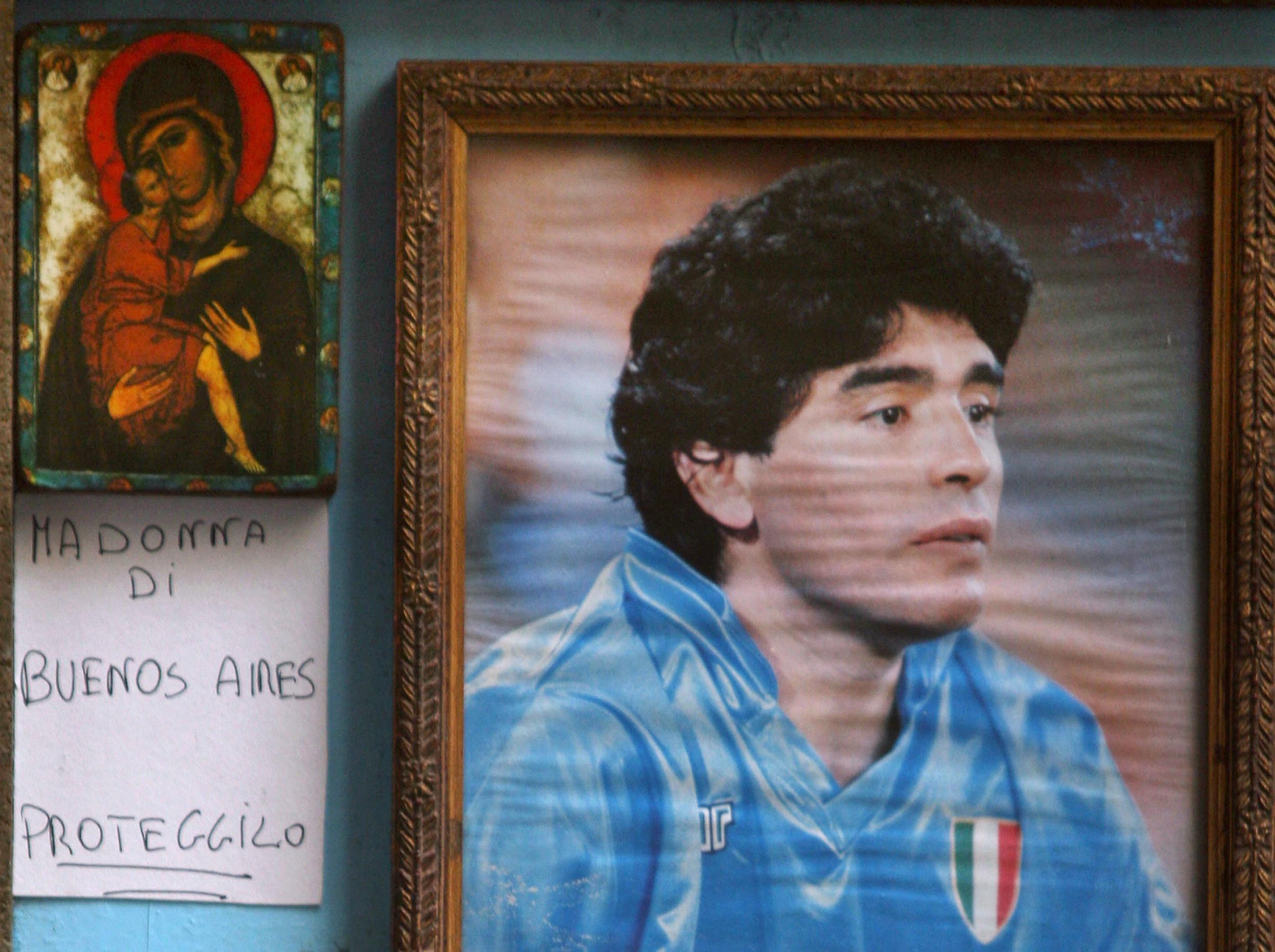 An altar in tribute to Maradona in the streets of Naples