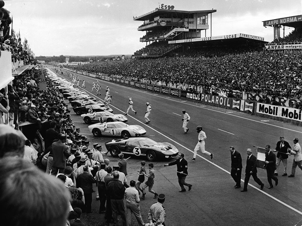 Le Mans 1966: drivers used to start the race by running across the track to their cars but this was banned from 1970