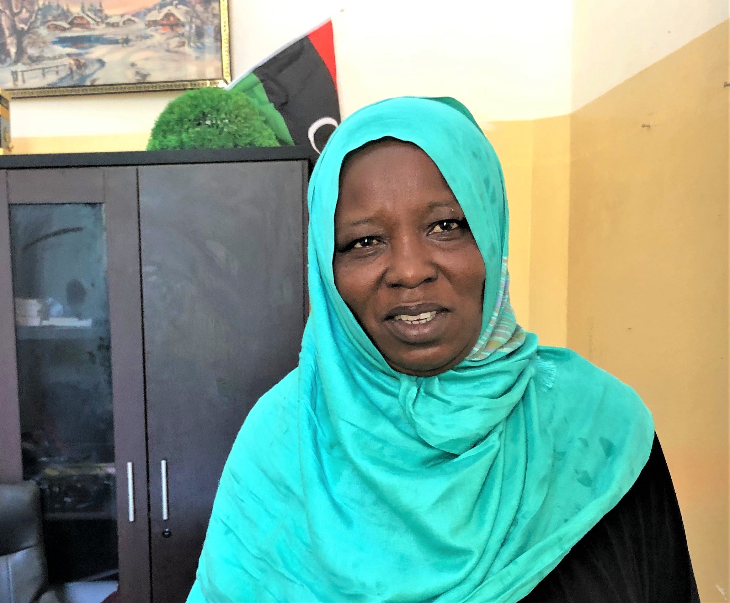 Jihan Ahmed fled war in Sudan to Libya with her two daughters and husband, whom she lost along the way. She is now seeking refuge in Libya