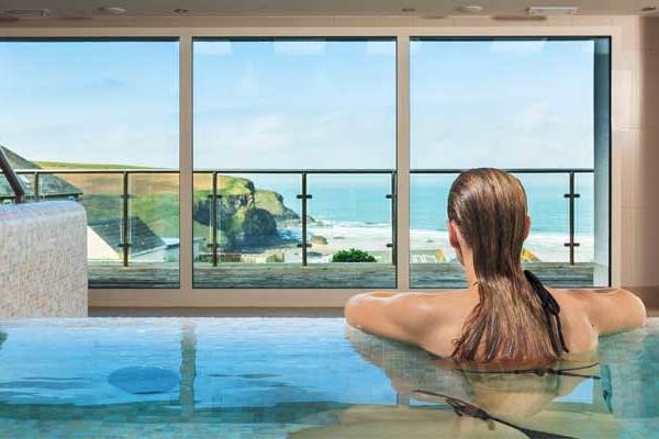 Gaze at the sea from the comfort of the spa at Bedruthan Hotel