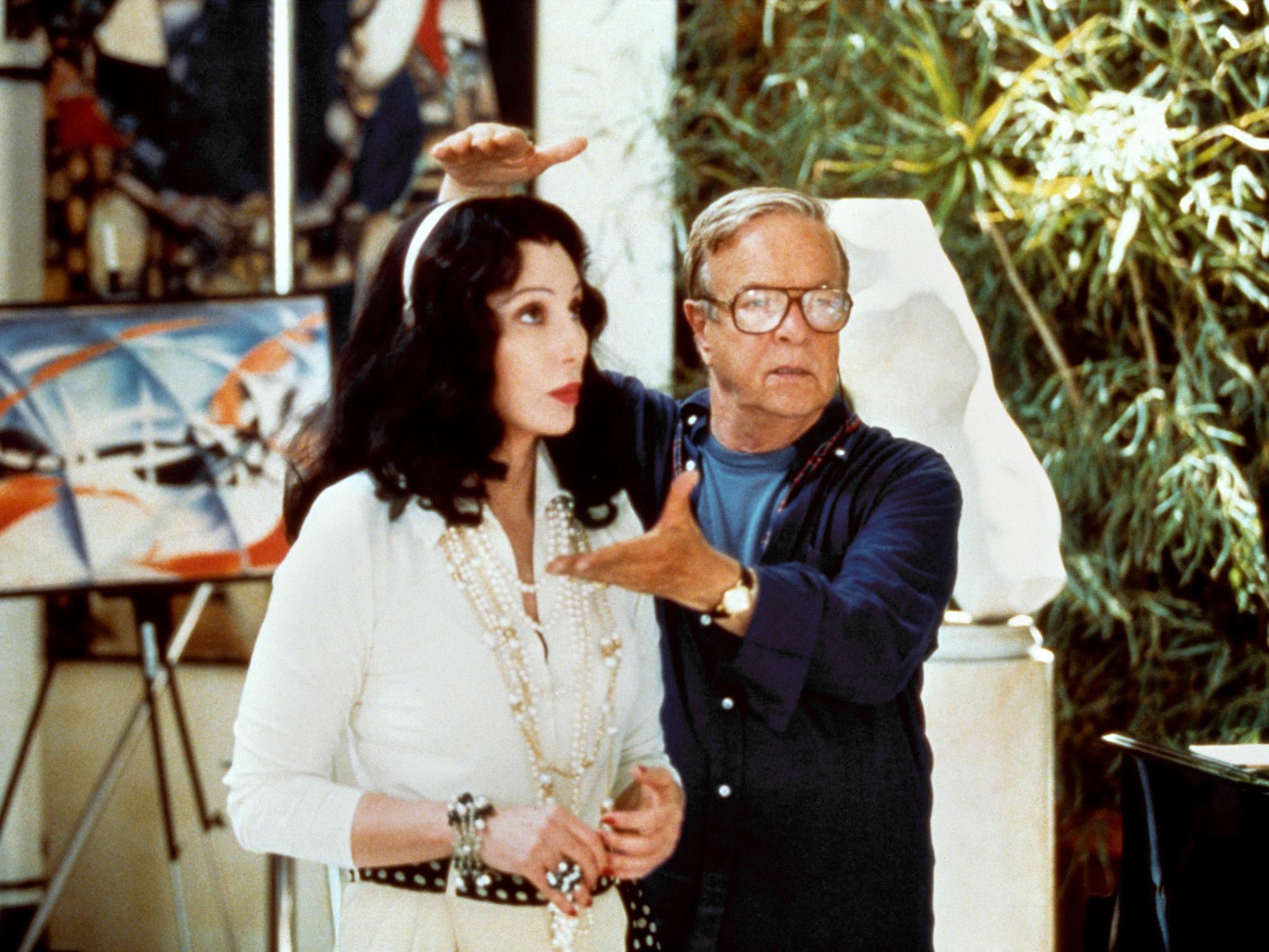With Cher on the set of the film ‘Tea With Mussolini’, 1999