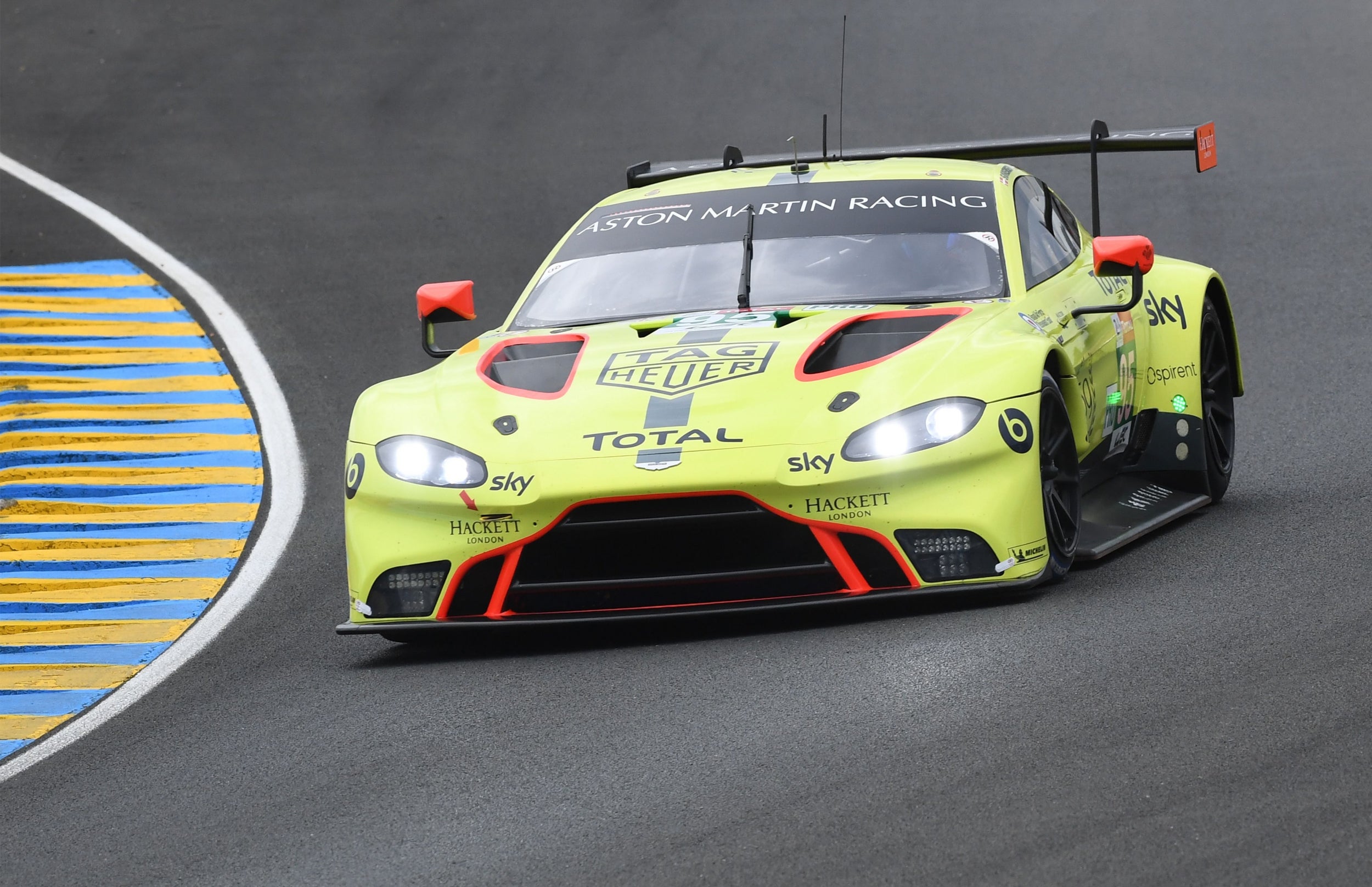 The No 95 Aston Martin crashed heavily early in the night (AFP/Getty)