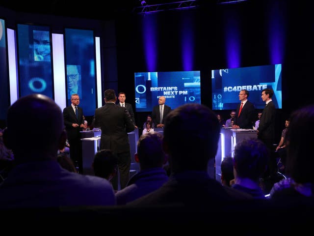 Michael Gove, Jeremy Hunt, Sajid Javid, Dominic Raab and Rory Stewart during the live television debate on Channel 4