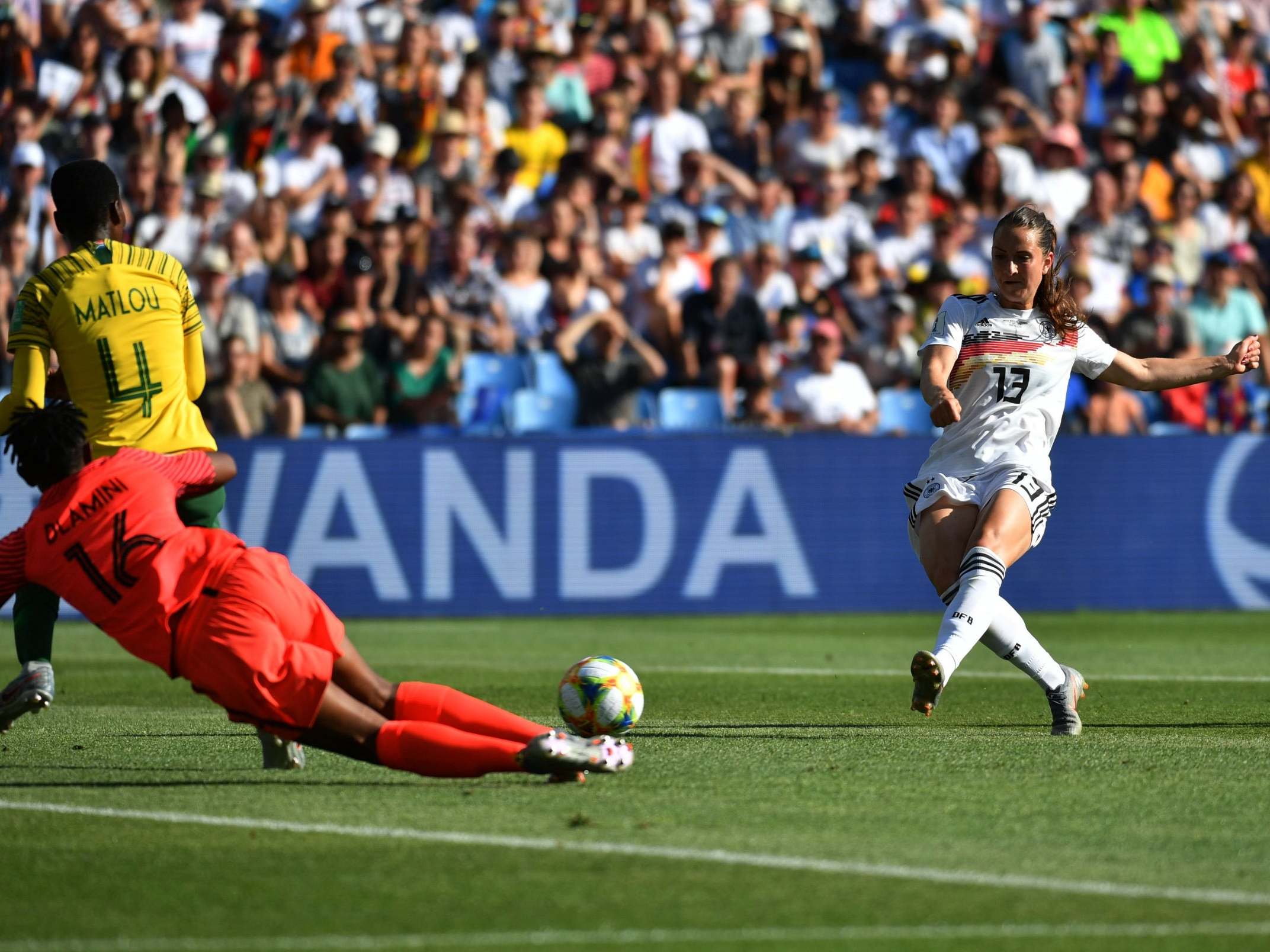 Sara Dabritz scored one of Germany's four goals against South Africa