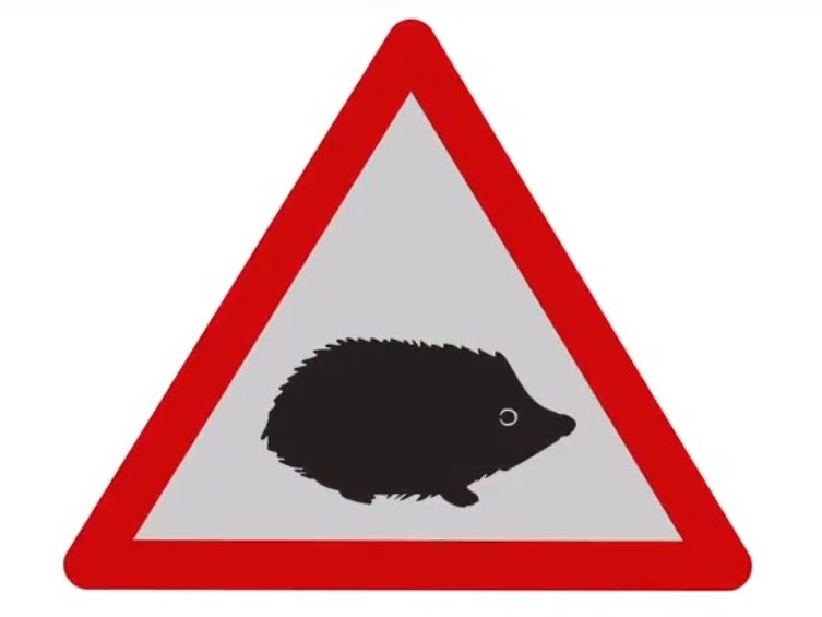 The new hedgehog road sign will warn motorists of hazards involving small animals