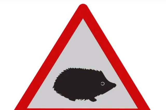 The new hedgehog road sign will warn motorists of hazards involving small animals