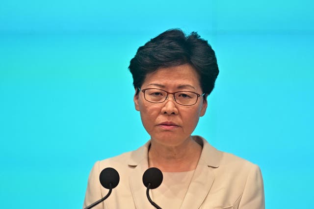 Hong Kong chief executive Carrie Lam speaks during a news conference at the government headquarters