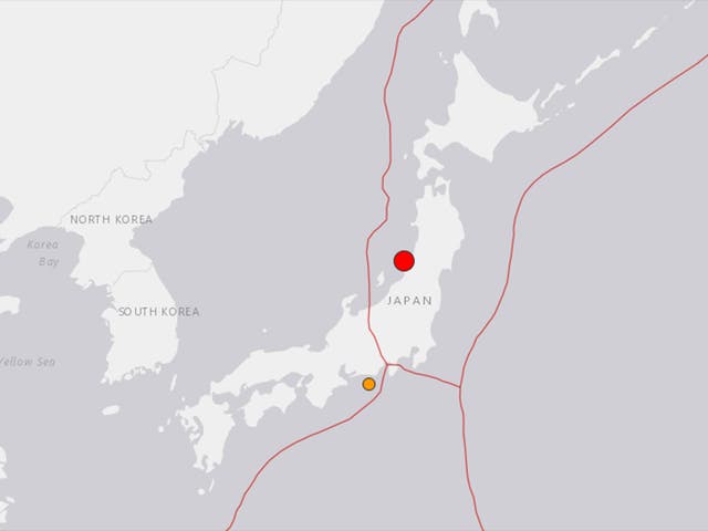 A map provided by the USGS showing the location of the earthquake
