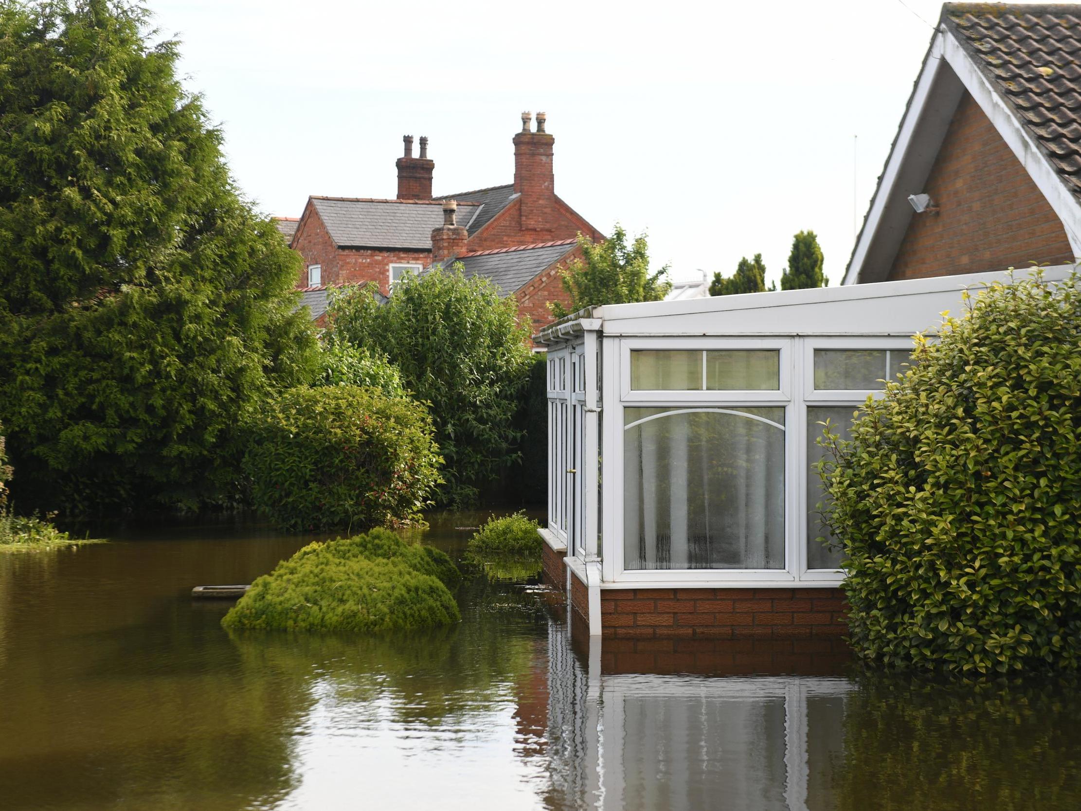 A house surrounded by flood water in Wainfleet, which saw two months’ worth of rain in two days