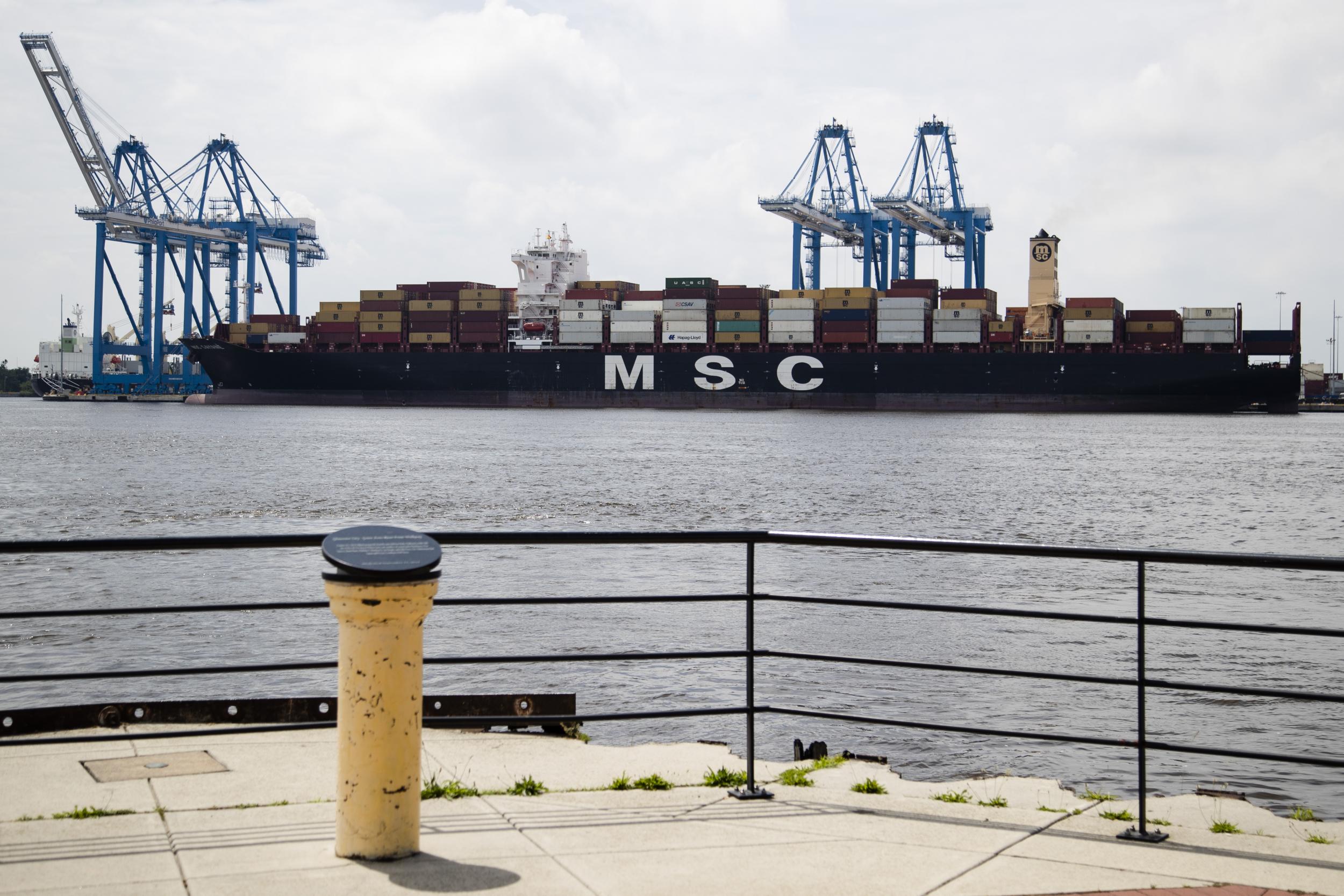 Authorities seized a historic amount of cocaine on the MSC Gayane container ship, pictured above on the Delaware River in Philadelphia.