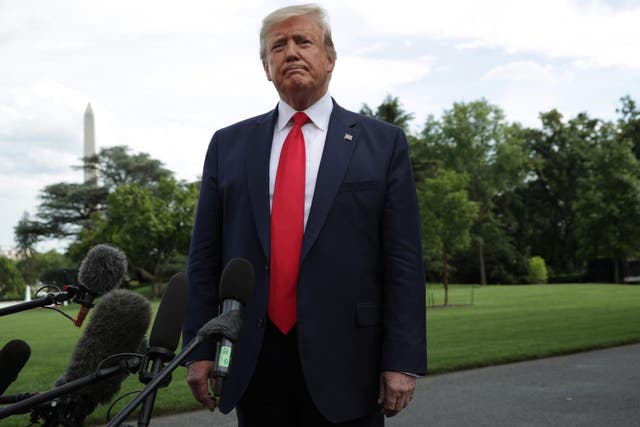 Donald Trump speaks to members of the media prior to a departure from the White House on 18 June, 2019 in Washington, DC.