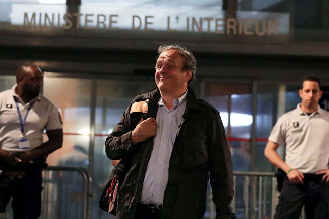 Former Uefa president Michel Platini leaves a judicial police station where he was detained for questioning