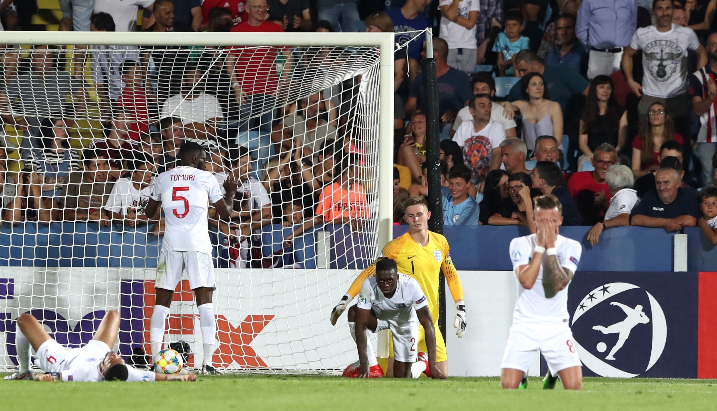 England react to conceding a late own-goal against France
