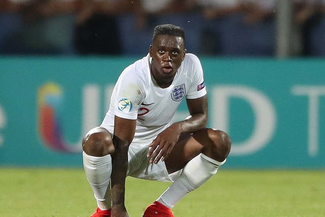 Aaran Wan-Bissaka appears dejected after England Under-21s suffered a late defeat against France